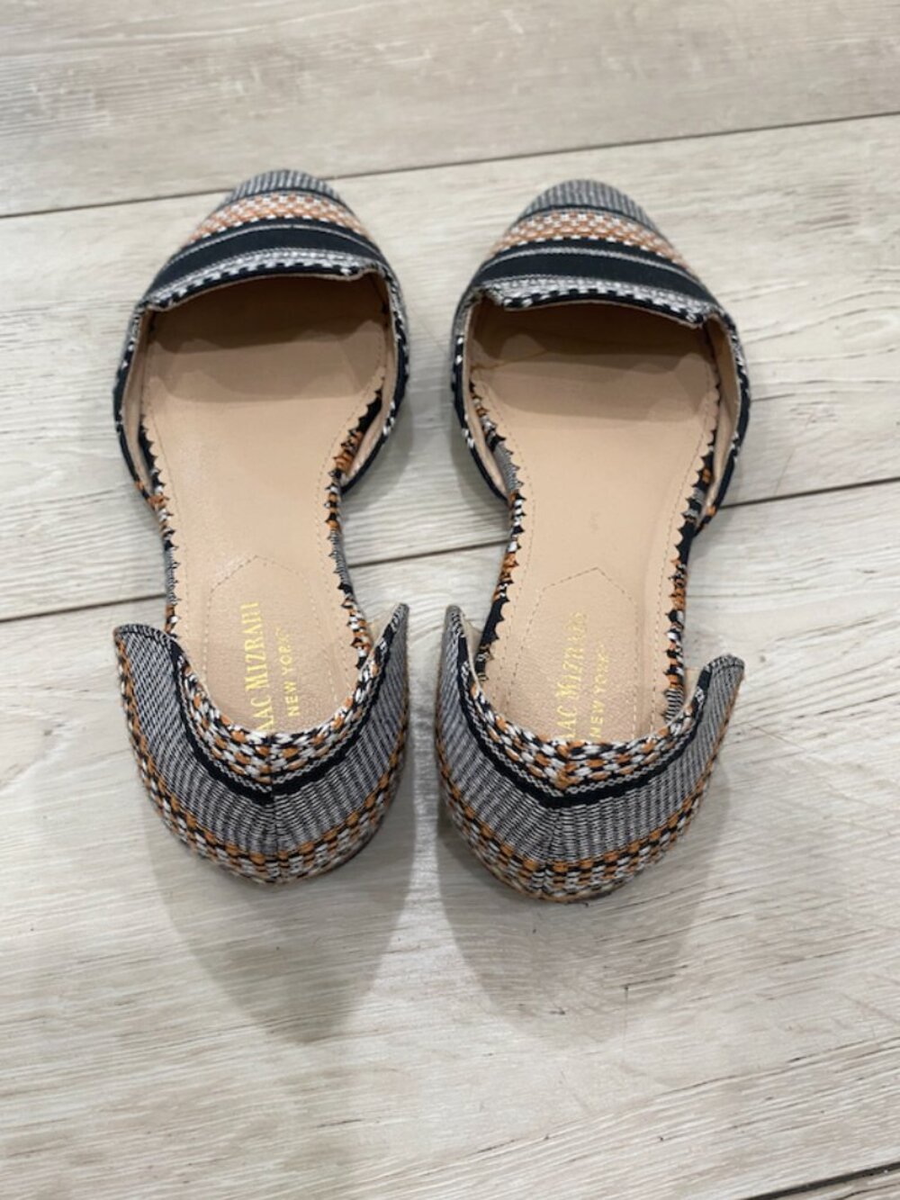 Isaac Mizrahi New York D'Orsay Flats Woven Pattern Pointed Toe Black Multi 7.5 - Picture 3 of 7